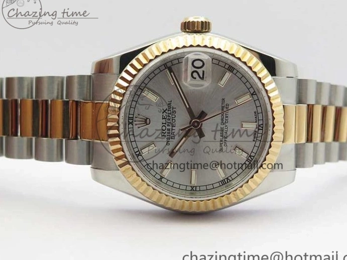 RG SS President Stick Markers NH05A Best GSF 178274 SEIKO 31mm Datejust Edition on Bracelet Dial SS RG Silver 1123